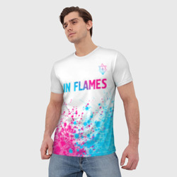 Мужская футболка 3D In Flames neon gradient style посередине - фото 2