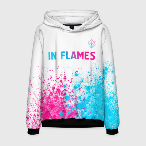 Мужская толстовка 3D In Flames neon gradient style посередине, цвет черный