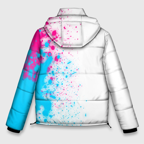 Мужская зимняя куртка 3D с принтом Slipknot neon gradient style по-вертикали, вид сзади #1