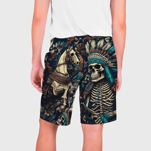 Мужские шорты 3D Татуировка скелета индейца и ковбоя в техасе, цвет 3D печать - фото 2