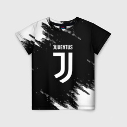 Детская футболка 3D Juventus спорт краски черно белый