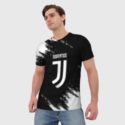 Мужская футболка 3D Juventus спорт краски черно белый - фото 2