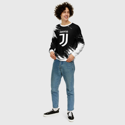 Мужской свитшот 3D Juventus спорт краски черно белый, цвет белый - фото 5