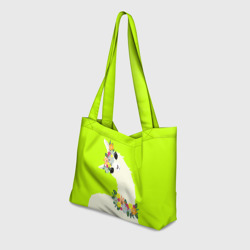 Пляжная сумка 3D Летняя лама - альпака в венке - фото 2