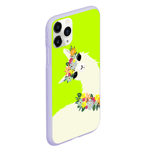 Чехол для iPhone 11 Pro матовый Летняя лама - альпака в венке, цвет светло-сиреневый - фото 3