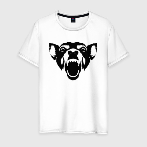 Мужская футболка из хлопка с принтом Собака-убивака, вид спереди №1