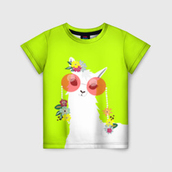 Детская футболка 3D Лама - альпака в розовых очках