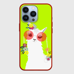 Чехол для iPhone 13 Pro Лама - альпака в розовых очках