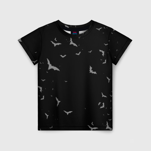 Детская футболка 3D Летучие мыши на черном небе, цвет 3D печать