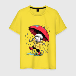 Мужская футболка хлопок Прогулка под дождем