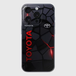Чехол для iPhone 15 Pro силиконовый с защитой камеры Toyota - плиты с эффектом свечения