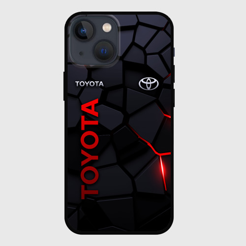Чехол для iPhone 13 mini с принтом Toyota - плиты с эффектом свечения, вид спереди #2