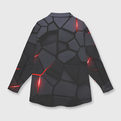 Мужская рубашка oversize 3D с принтом Audi - плиты с эффектом свечения, вид сзади #1