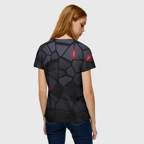 Женская футболка 3D с принтом Suzuki - плиты с эффектом свечения, вид сзади #2