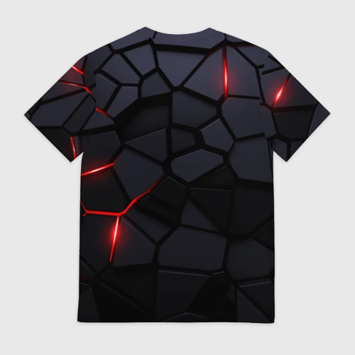 Мужская футболка 3D с принтом Mitsubishi - плиты с эффектом свечения, вид сзади #1