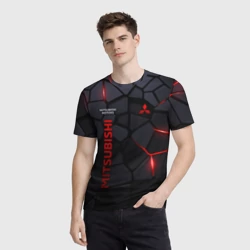 Мужская футболка 3D Mitsubishi - плиты с эффектом свечения - фото 2