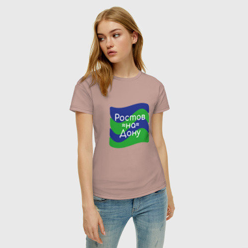 Женская футболка хлопок с принтом Ростов на Дону, фото на моделе #1