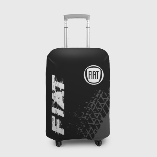 Чехол для чемодана 3D Fiat speed на темном фоне со следами шин вертикально, цвет 3D печать