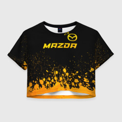 Женская футболка Crop-top 3D Mazda - gold gradient посередине