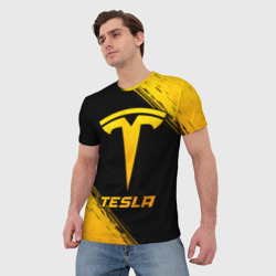 Мужская футболка 3D Tesla - gold gradient - фото 2