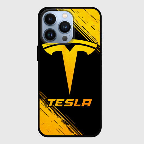 Чехол для iPhone 13 Pro Tesla - gold gradient