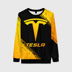 Женский свитшот 3D Tesla - gold gradient