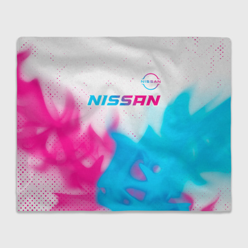 Плед 3D Nissan neon gradient style посередине, цвет 3D (велсофт)