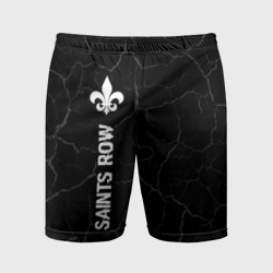 Мужские шорты спортивные Saints Row glitch на темном фоне по-вертикали