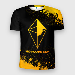 Мужская футболка 3D Slim No Man's Sky - gold gradient