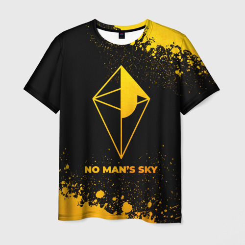 Мужская футболка 3D с принтом No Man's Sky - gold gradient, вид спереди #2