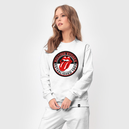 Женский костюм хлопок с принтом Rolling Stones established 1962, вид сбоку #3