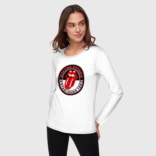 Женский лонгслив хлопок Rolling Stones established 1962, цвет белый - фото 3