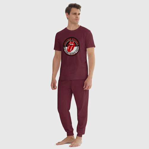 Мужская пижама хлопок с принтом Rolling Stones established 1962, вид сбоку #3
