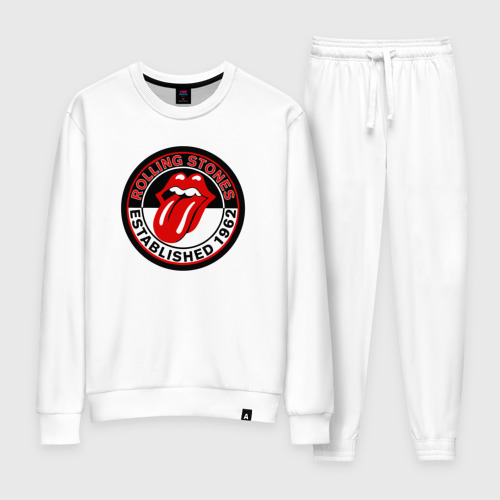 Женский костюм хлопок с принтом Rolling Stones established 1962, вид спереди #2