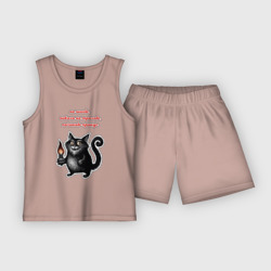 Детская пижама с шортами хлопок Черный кот Бегемот - Мастер и Маргарита