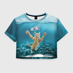 Женская футболка Crop-top 3D Nirvana  Cat 