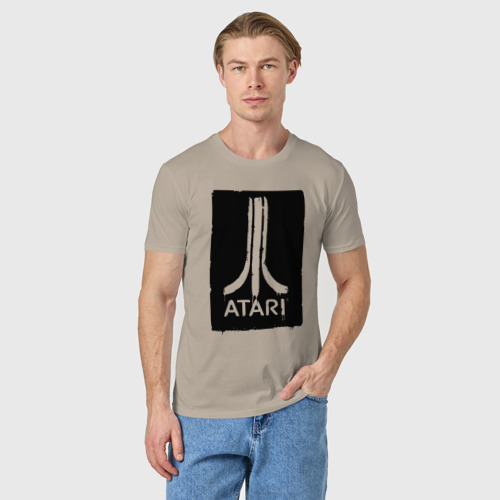 Мужская футболка хлопок Atali black logo, цвет миндальный - фото 3