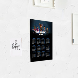 Постер с принтом Календарь на 2024 год:  Roblox для любого человека, вид спереди №3. Цвет основы: белый