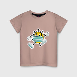Детская футболка хлопок Убегающий коронавирус в маске