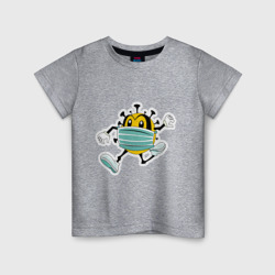 Детская футболка хлопок Убегающий коронавирус в маске