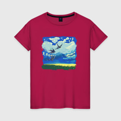 Ласточки весной – Женская футболка хлопок с принтом купить