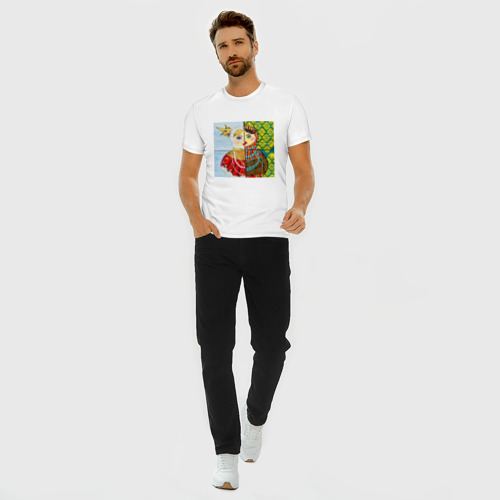 Мужская футболка хлопок Slim с принтом Матрешка двуликая, вид сбоку #3