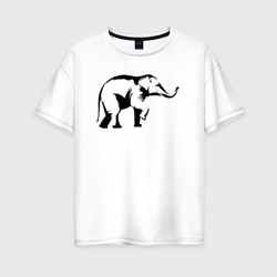 Женская футболка хлопок Oversize Слон в профиль