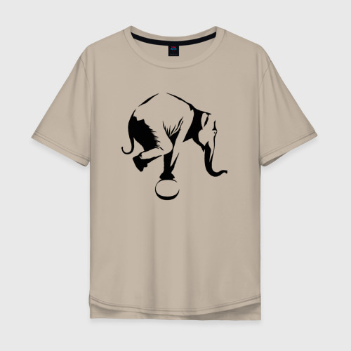 Мужская футболка хлопок Oversize с принтом Цирковой слон, вид спереди #2