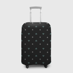 Чехол для чемодана 3D Карточные масти на чёрном фоне