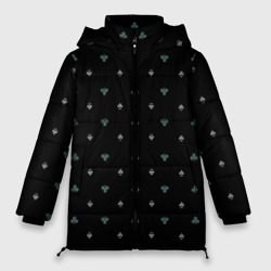 Женская зимняя куртка Oversize Карточные масти на чёрном фоне