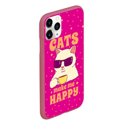 Чехол для iPhone 11 Pro Max матовый Cats make me happy - кот в очках мемный - фото 2