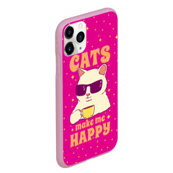 Чехол для iPhone 11 Pro Max матовый Cats make me happy - кот в очках мемный - фото 2