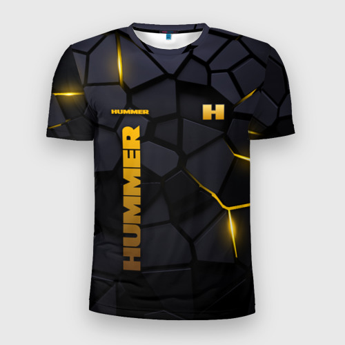 Мужская футболка 3D Slim с принтом Hummer - плиты с эффектом свечения, вид спереди #2