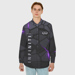 Мужская рубашка oversize 3D Infiniti - плиты с эффектом свечения - фото 2